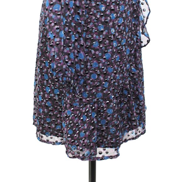 Maje Revano Long Sleeve Floral Black Silver Metallic Printed Mini Dress NEW 2 - Picture 4 of 9